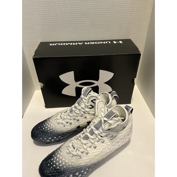 Under Armour Spotlight Clone 3.0 MC Football Cleats White Navy Sz 10.5 New - Picture 1 of 11